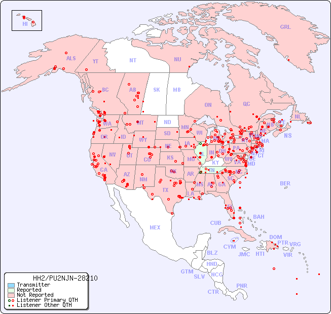 North American Reception Map for HH2/PU2NJN-28210