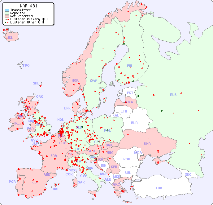 European Reception Map for KAR-431