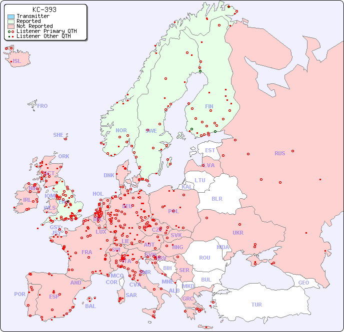 European Reception Map for KC-393