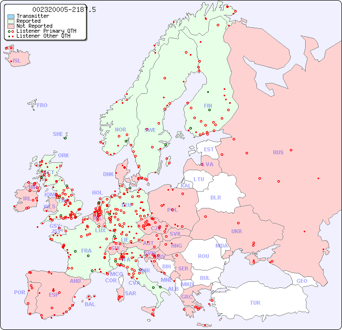 European Reception Map for 002320005-2187.5