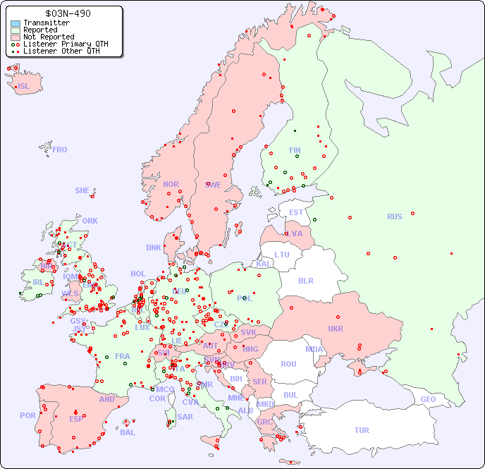 European Reception Map for $03N-490