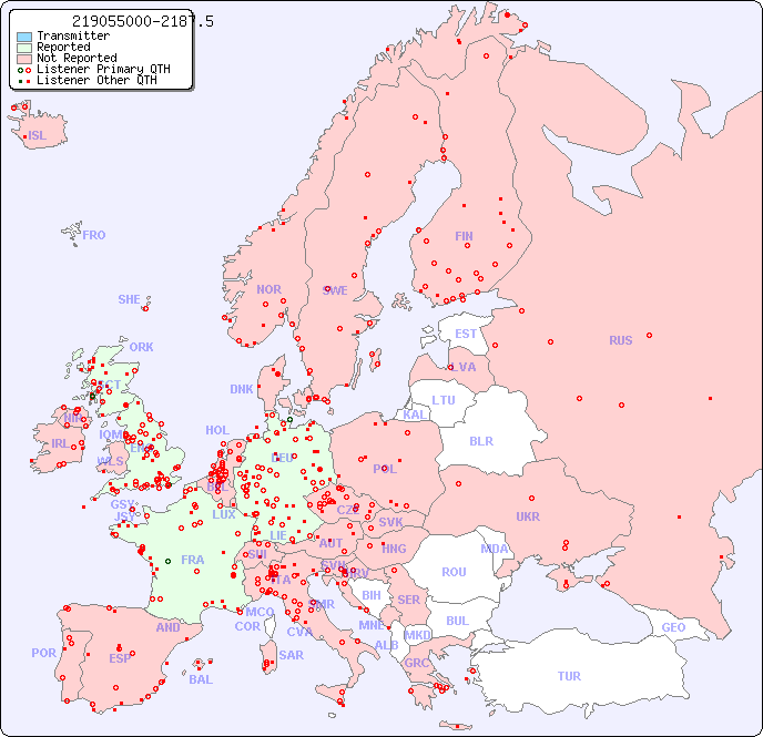 European Reception Map for 219055000-2187.5
