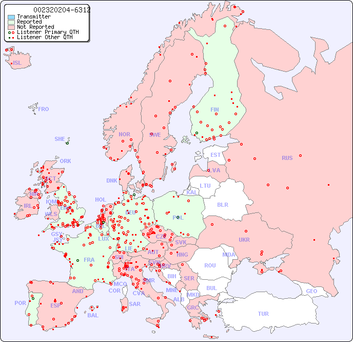 European Reception Map for 002320204-6312