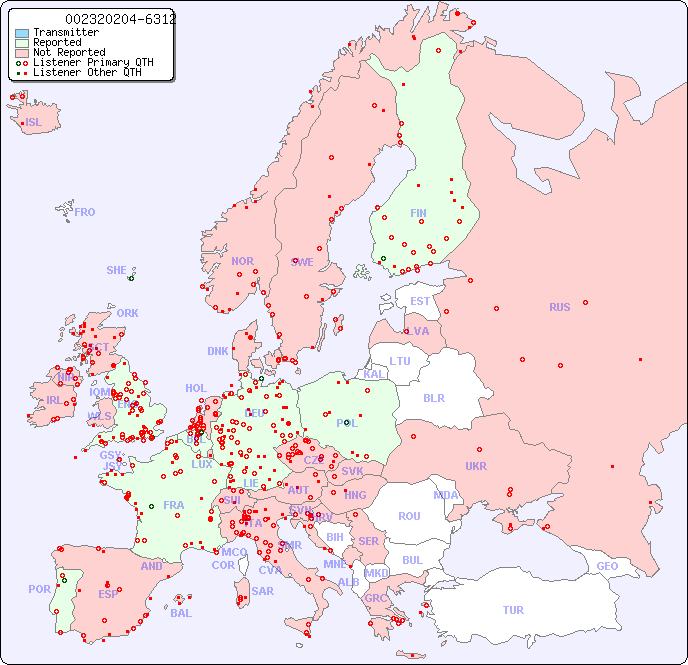 European Reception Map for 002320204-6312
