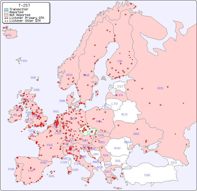 European Reception Map for T-257