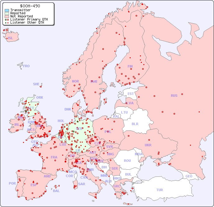 European Reception Map for $00H-490