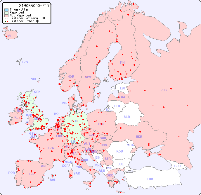 European Reception Map for 219055000-2177