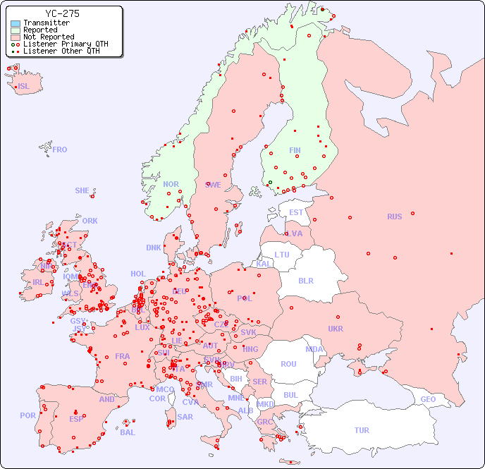 European Reception Map for YC-275