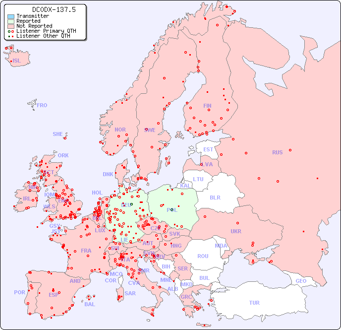 European Reception Map for DC0DX-137.5