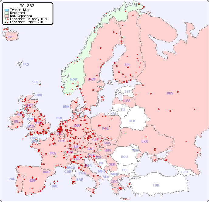 European Reception Map for OA-332