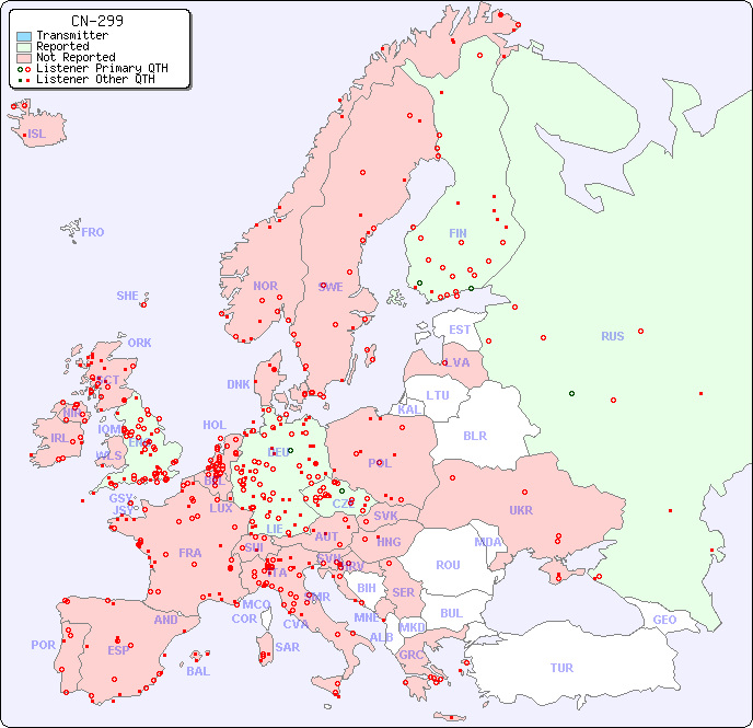 European Reception Map for CN-299