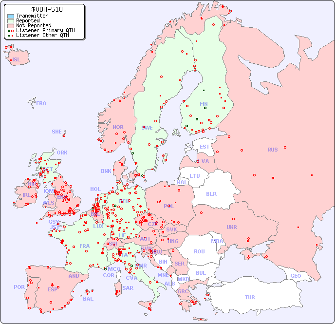 European Reception Map for $08H-518