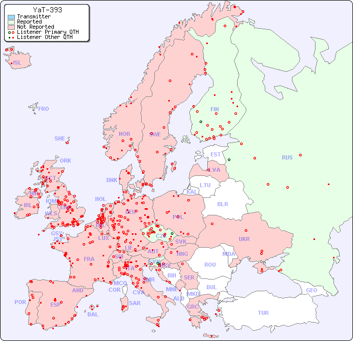 European Reception Map for YaT-393