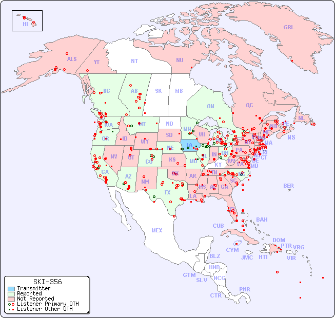 North American Reception Map for SKI-356