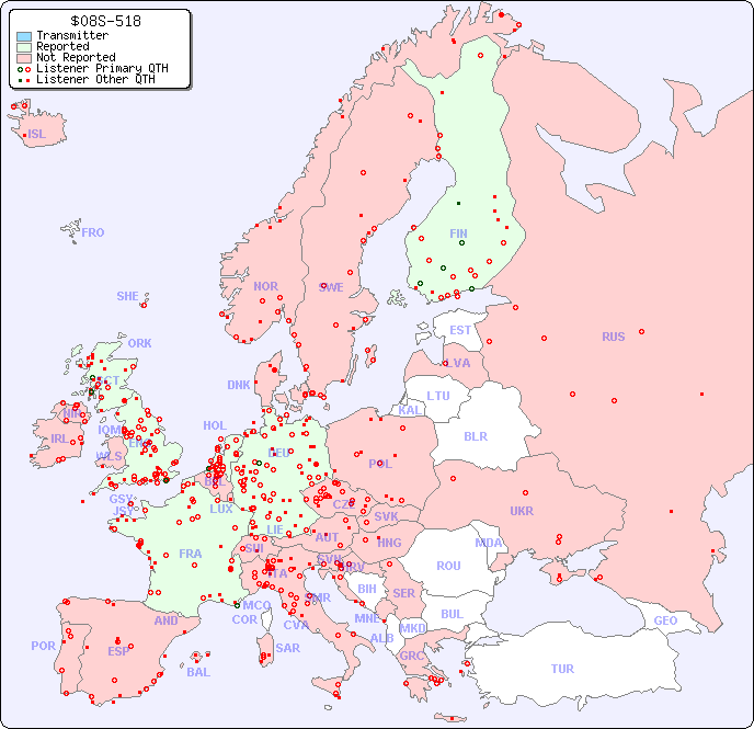 European Reception Map for $08S-518