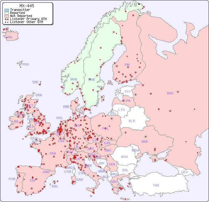 European Reception Map for MX-445