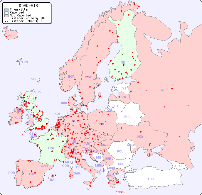 European Reception Map for $08Q-518