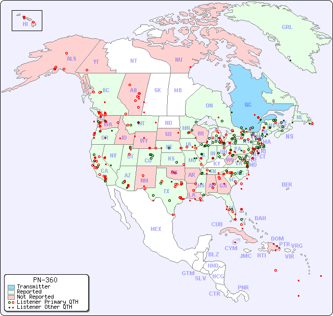 North American Reception Map for PN-360