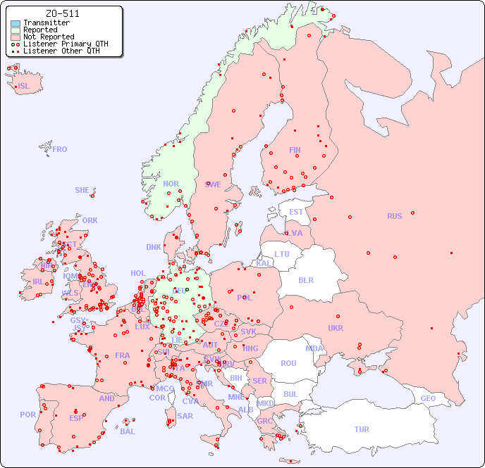 European Reception Map for ZO-511