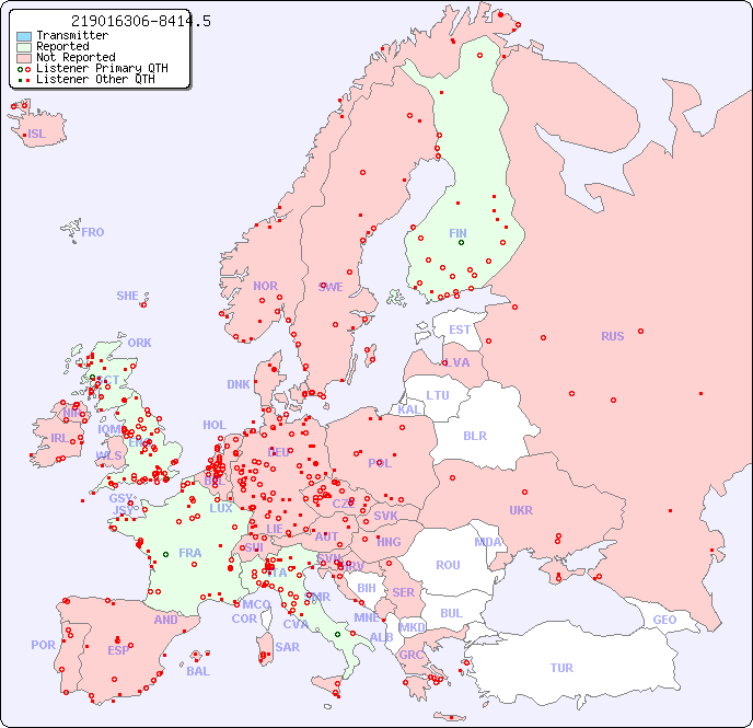 European Reception Map for 219016306-8414.5