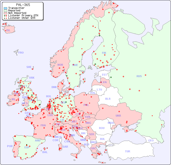 European Reception Map for PAL-365