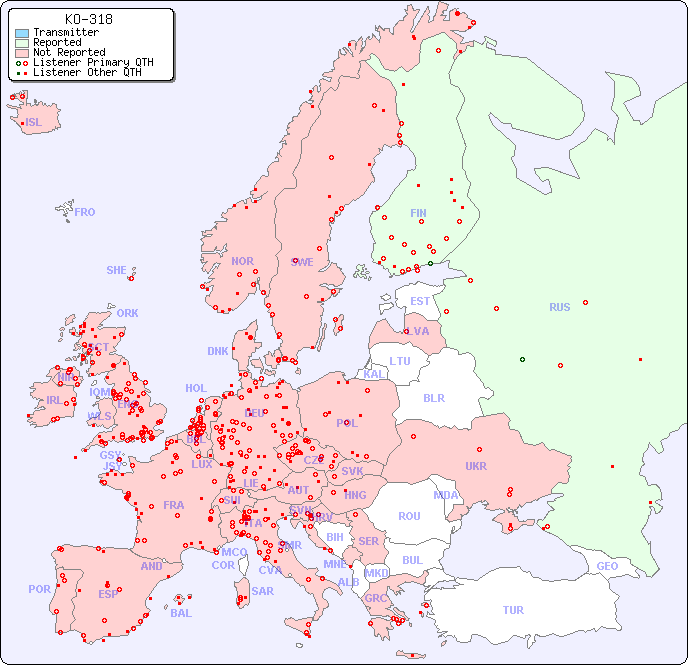 European Reception Map for KO-318