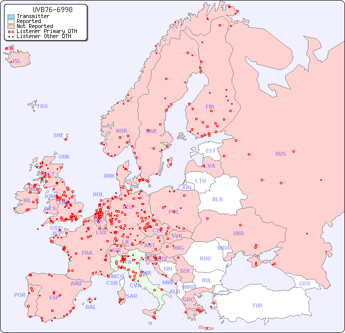 European Reception Map for UVB76-6998