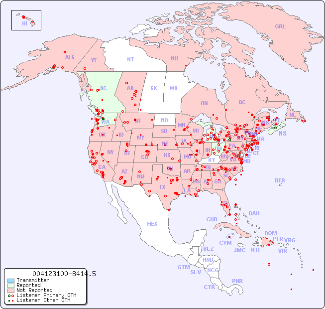 North American Reception Map for 004123100-8414.5