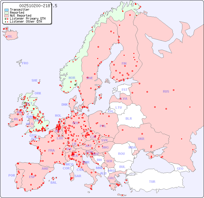 European Reception Map for 002510200-2187.5