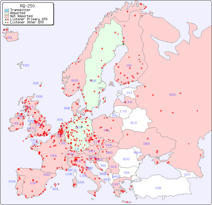 European Reception Map for RQ-250