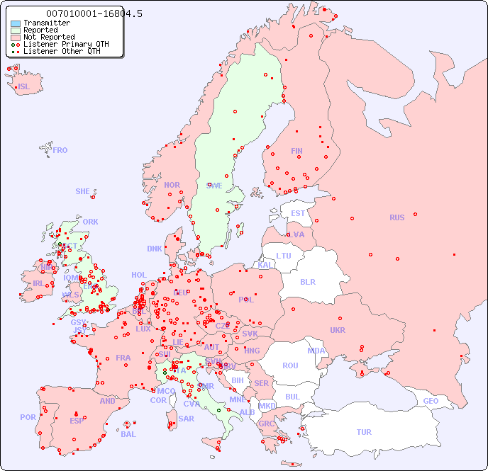 European Reception Map for 007010001-16804.5