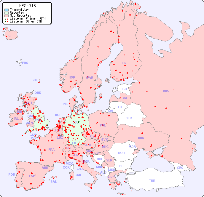 European Reception Map for NES-315