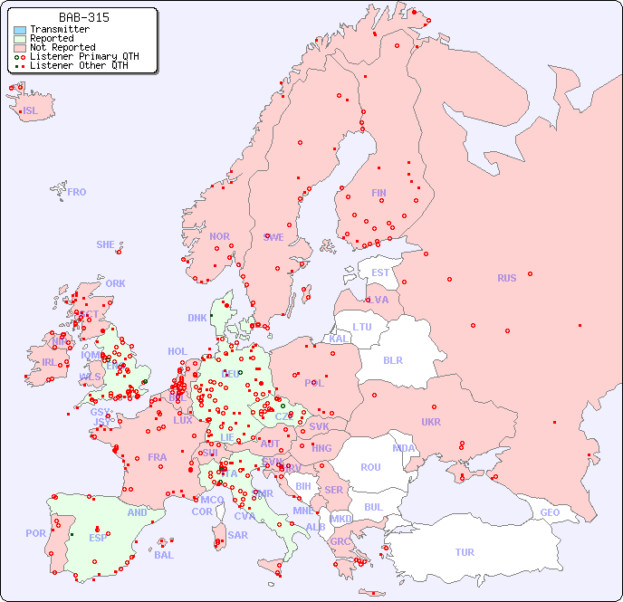 European Reception Map for BAB-315