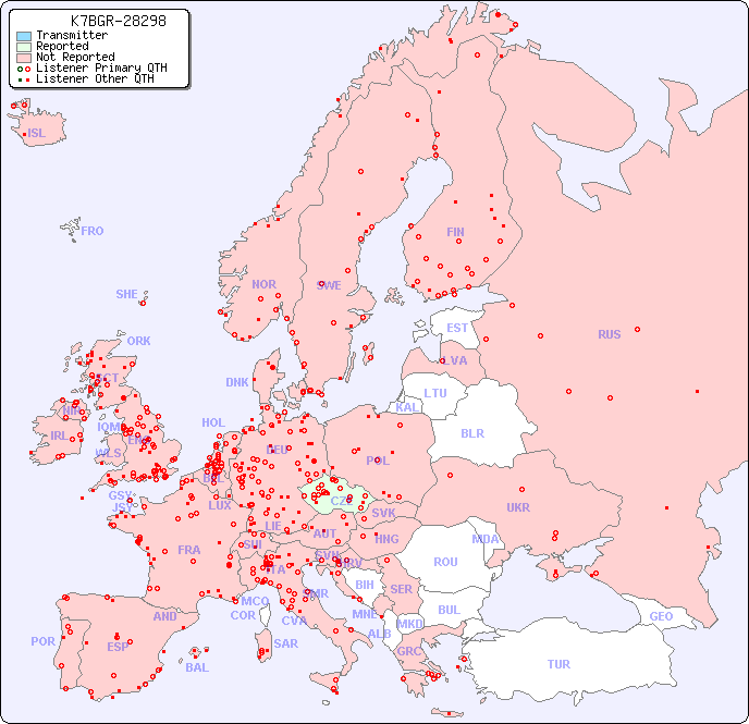 European Reception Map for K7BGR-28298