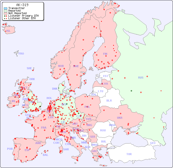 European Reception Map for AK-319