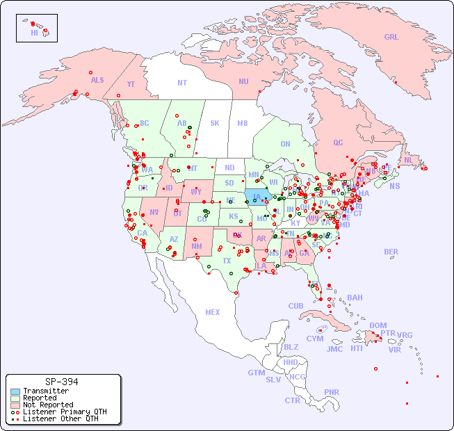 North American Reception Map for SP-394