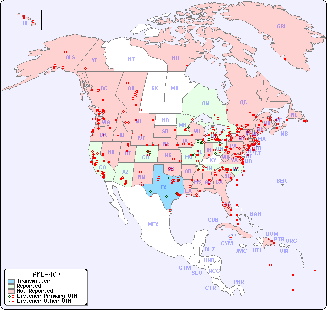 North American Reception Map for AKL-407