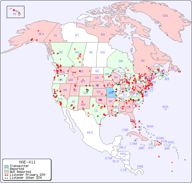 North American Reception Map for HAE-411