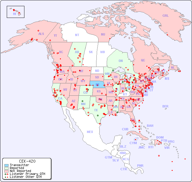 North American Reception Map for CEK-420