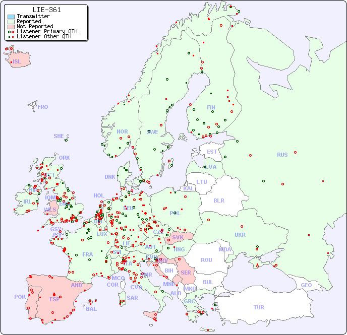 European Reception Map for LIE-361