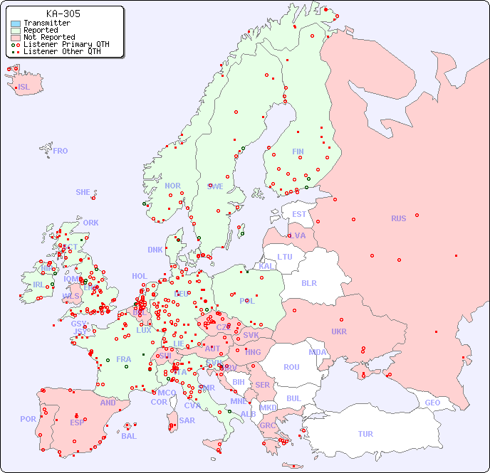 European Reception Map for KA-305