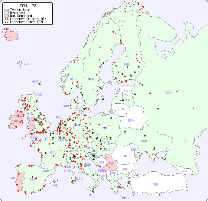 European Reception Map for TGM-428
