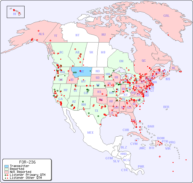 North American Reception Map for FOR-236