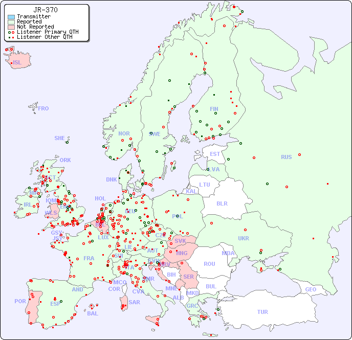 European Reception Map for JR-370