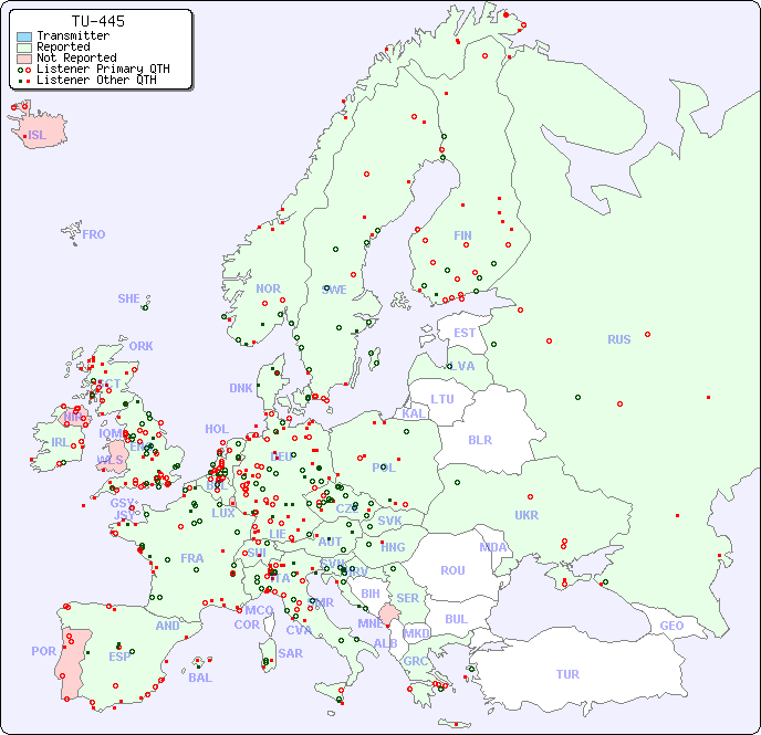 European Reception Map for TU-445