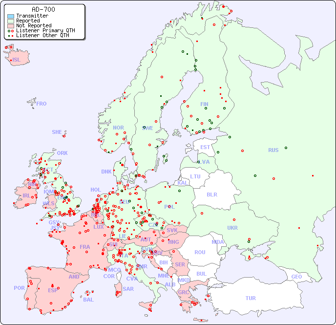 European Reception Map for AD-700