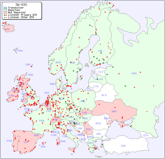 European Reception Map for SW-830