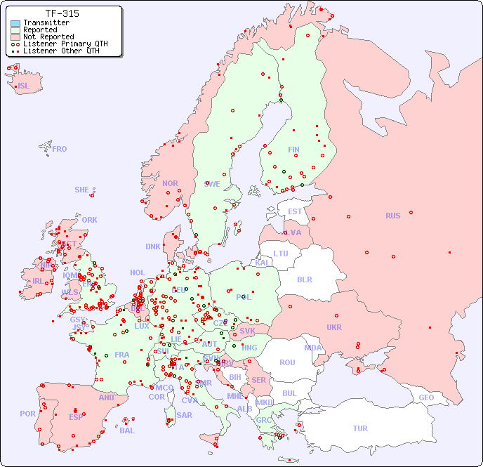 European Reception Map for TF-315