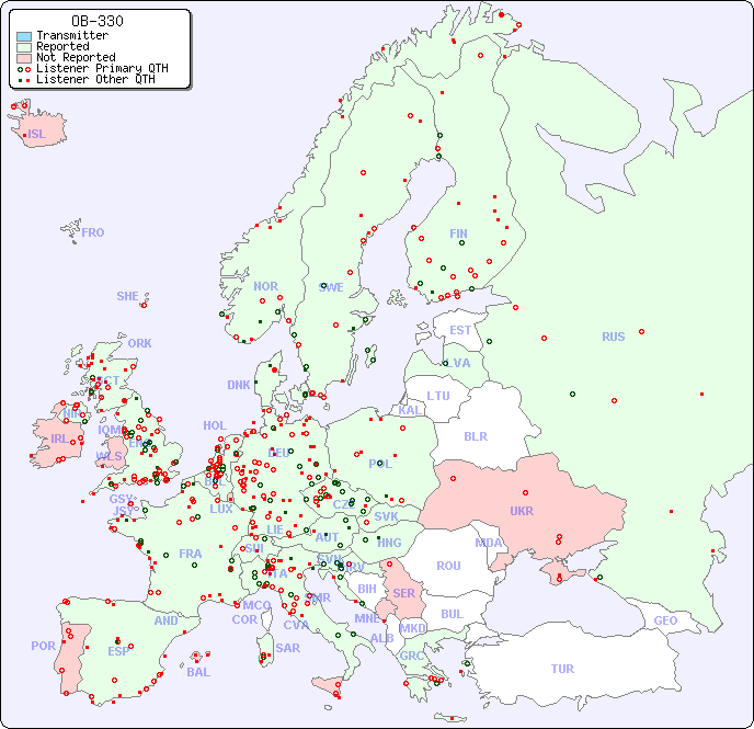 European Reception Map for OB-330