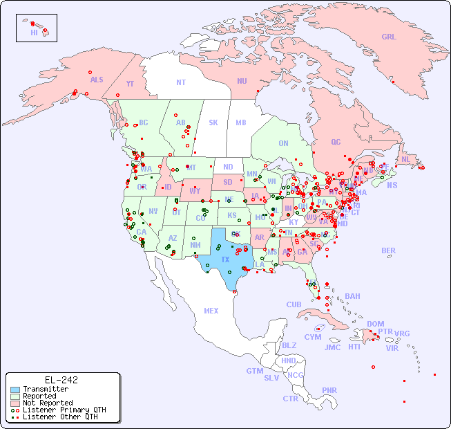 North American Reception Map for EL-242
